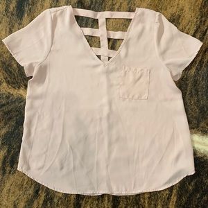 Lily White size Medium light pink v neck front pocket with cutout out design